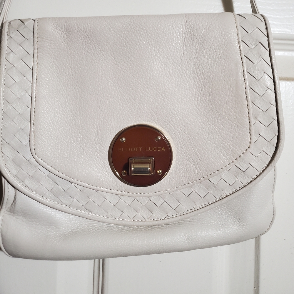 Elliott Lucca genuine leather off white cross body purse